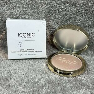 Iconic London Lit & Luminous Baked Highlighter Gold Shimmer Vegan 16g 0.56oz